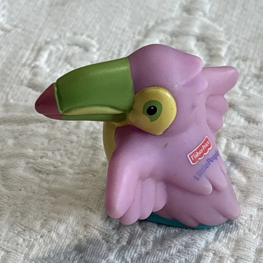 Fisher Price Mattel Little People 2002 Pink Toucan Parrot Wild Bird Zoo Animal
